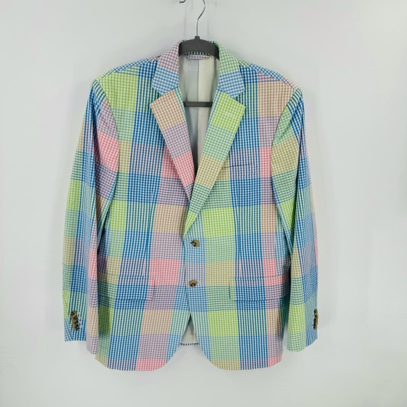 Vineyard Vines Other - Vineyard Vines Mens Pastel Gingham Patchwork Sport Coat Easter Derby Size 38R